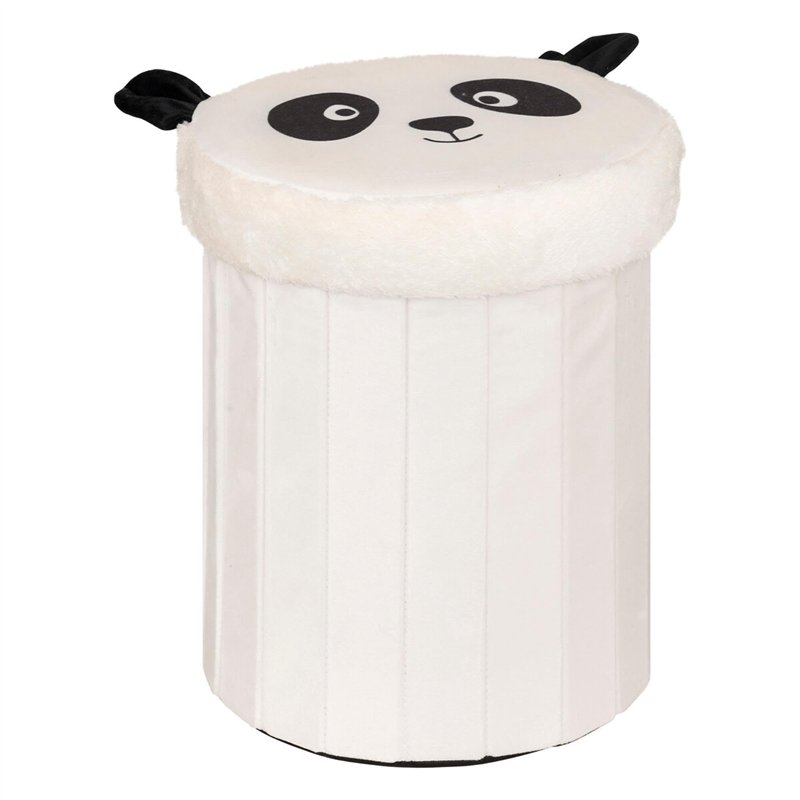 Atmosphera - Pouf-Coffre Enfant Panda Pliant Andy Noir et Blanc d30x36cm