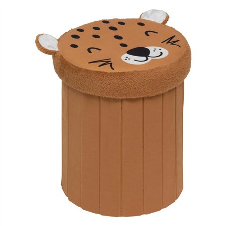 Atmosphera - Pouf-Coffre Enfant léopard Pliant anoki Orange d30x36cm