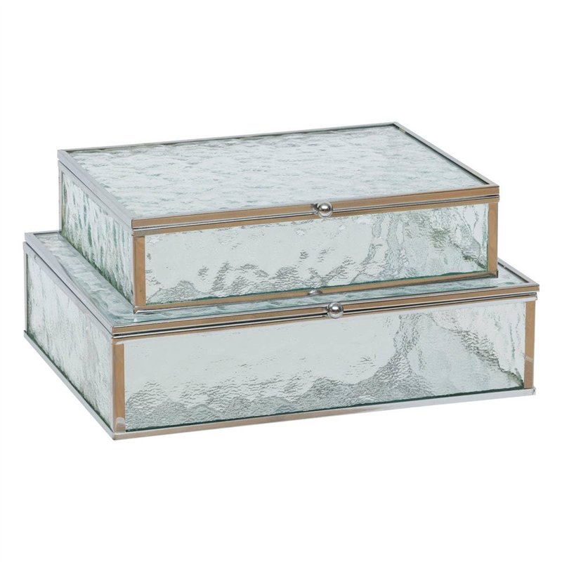 Image secondaire de Atmosphera - 2 boîtes à bijoux ania métal et verre argenté 22x17cm