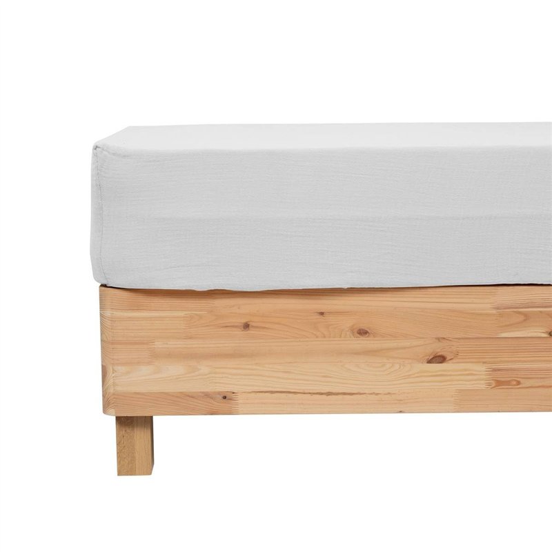 Atmosphera - Drap Housse Flora Gaze de Coton Blanc 160x200cm