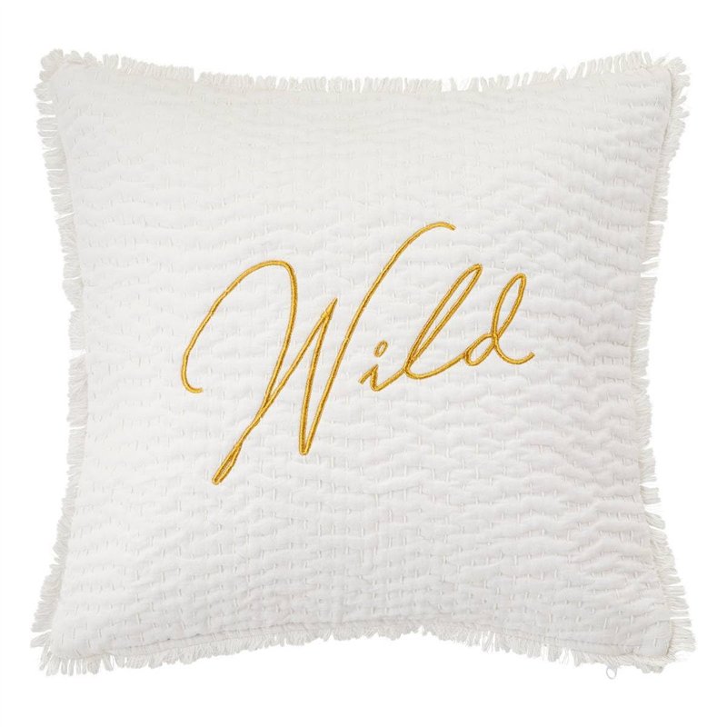 Atmosphera - Coussin brodé Wild Blanc 45x45cm