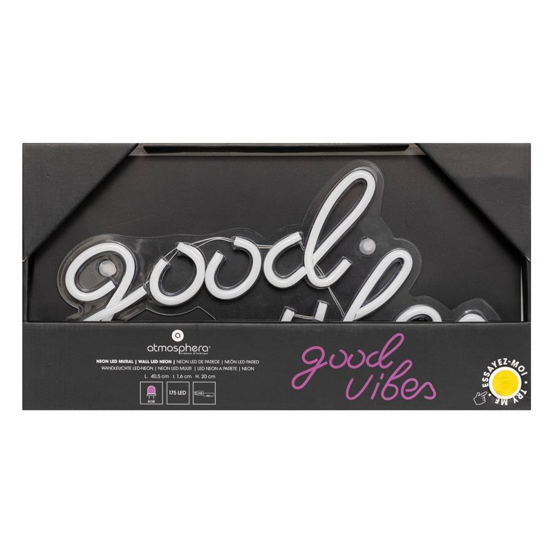 Image secondaire de Atmosphera - Tube néon mural led good vibes rose l 40,5cm