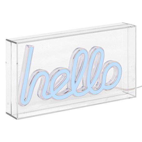 Atmosphera - Tube néon à poser led hello bleu l 23cm
