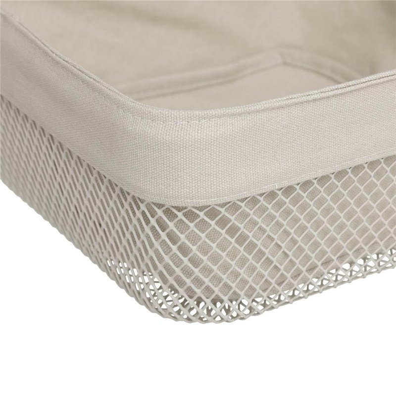 Image secondaire de 5five - corbeille à pain mayaj en métal et coton beige 25,5x25,5cm