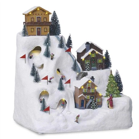 Feeric Lights et Christmas - Village de noël Piste de Ski animé/Musical 24 LED + Transformation