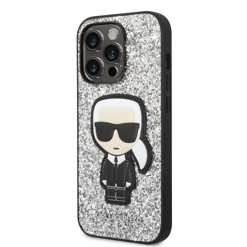 Image secondaire de Karl Lagerfeld KLHCP14LGFKPG Coque de Téléphone, Coque de protection rigide pour iPhone 14 Pro 6,1'' Argentéargenté