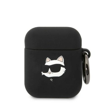 Karl Lagerfeld Silicone NFT Choupette Head 3D Coque AirPods 1/2 gen, Noir