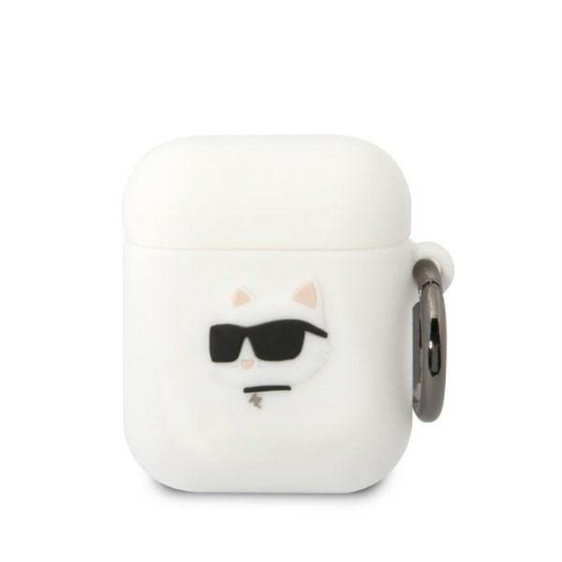 Karl Lagerfeld Silicone NFT Choupette Head 3D Coque AirPods 1/2 gen, Blanc