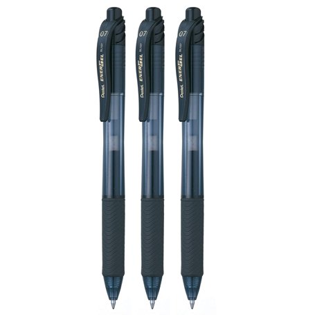 Pentel Energel Roller gel x 0,7 BL107 Stylo roller Noir - 3 Pièces