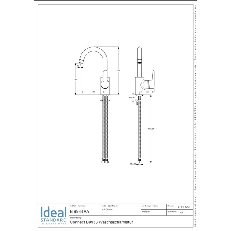 Image secondaire de Ideal Standard B9933AA Connect Blue Robinet à bec haut Chromé