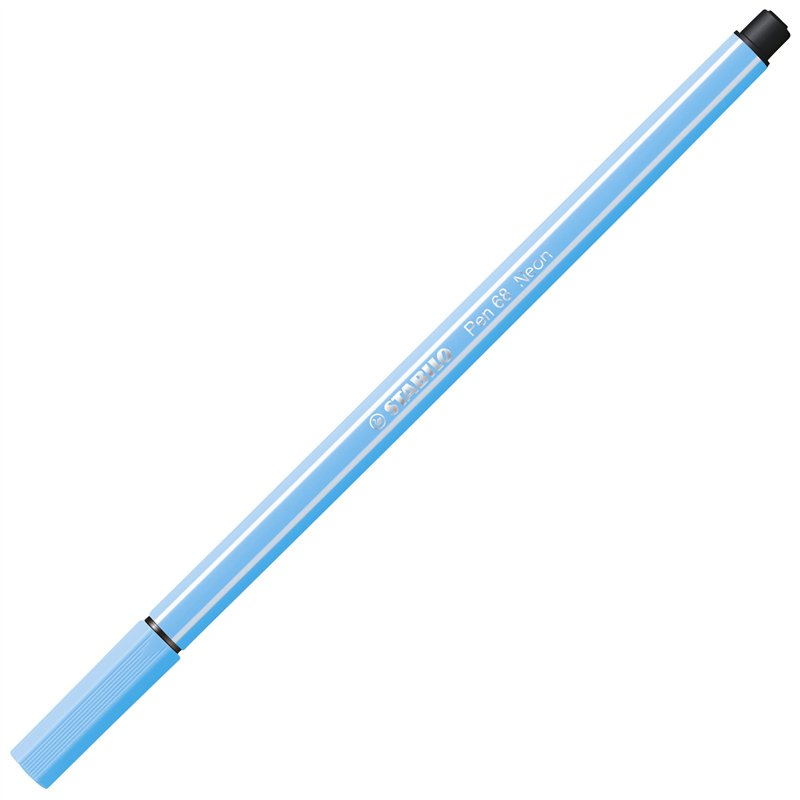 STABILO Feutre de Dessin PEN 68 Pte ogive Moyenne 1 mm Bleu fluo