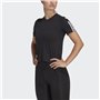 adidas Femme Train Essentials Train Cotton 3-Stripes Crop Tee, Black/White, S