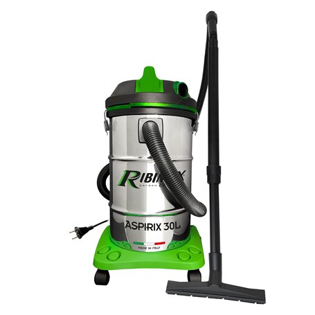 RIBIMEX Aspirateur 30 L by PRASP30IT, RIBIMEX-PRASP30IT-Bidon Solides et liquides 30 L-1200 W, Plastique et métal, Vert, Noir, A