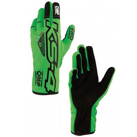 Ompracing Gants Omp Kart KS-4, Vert Fluo/Noir, Taille S