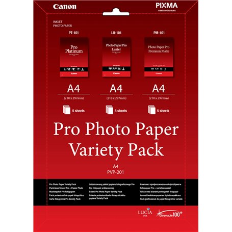 Canon VP-101 Pack Papier Photo Canon LU 101 (5 feuilles) + PT 101 (5 feuilles) + PM-101 (5 feuilles)