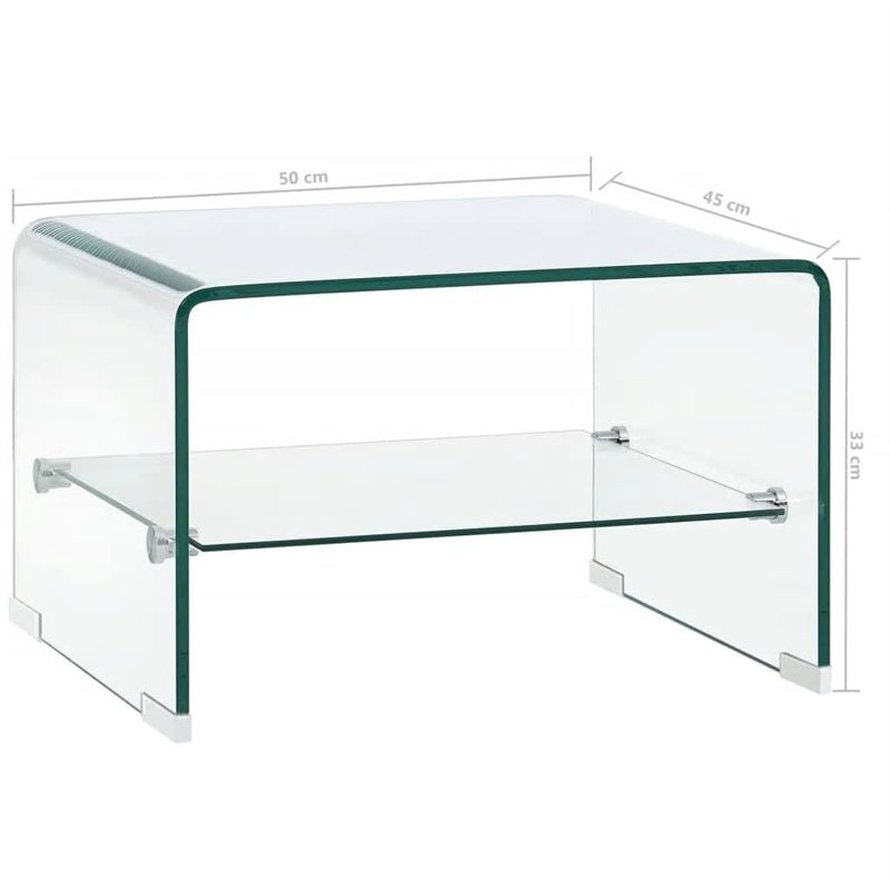 Image secondaire de vidaXL Table Basse Clair 50 x 45 x 33 cm Verre trempé