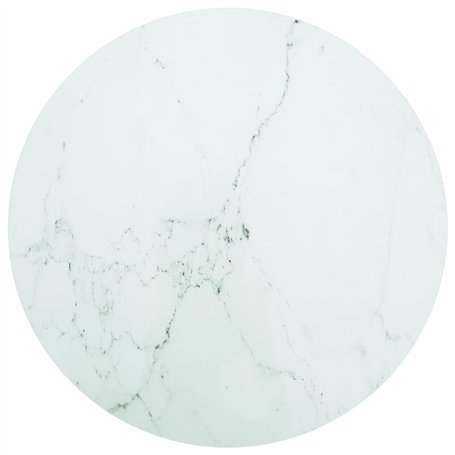 Dessus de table blanc Ø80x1 cm verre trempé avec design marbre
