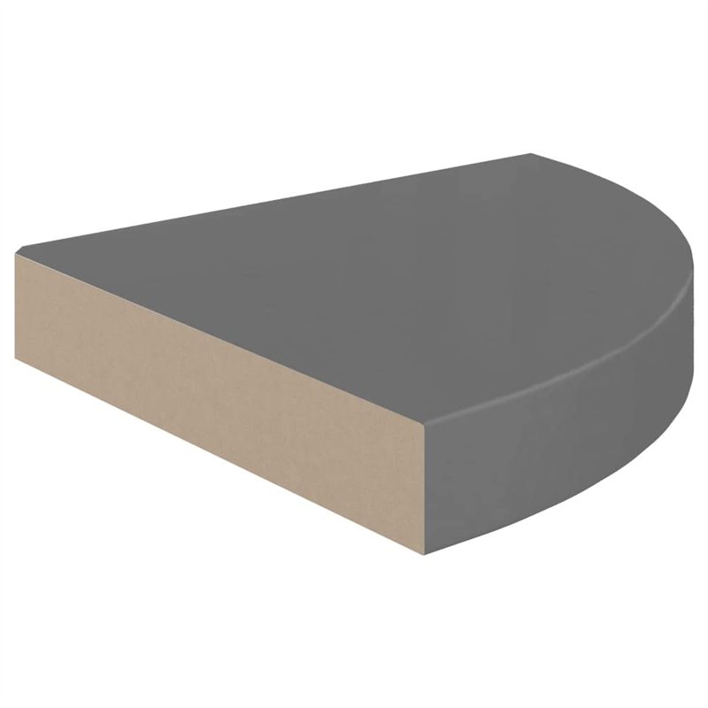 Image secondaire de VidaXL Étagère d'angle flottante Gris brillant 25x25x3,8 cm MDF