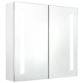 vidaXL Armadietto Bagno con Specchio e LED Bianco Lucido 62x14x60 cm
