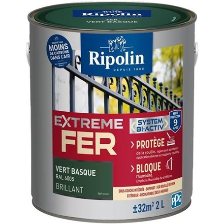 Extreme fer base vert basque RAL 6005 brillant - RIPOLIN - 2 L