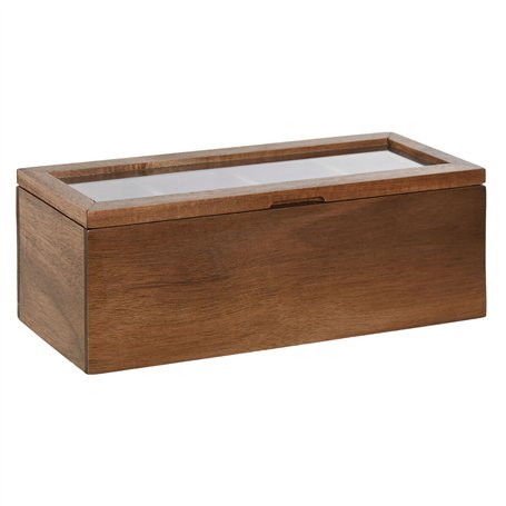 Boîte pour infusions Home ESPRIT Naturel Verre Bois d'acacia 26
