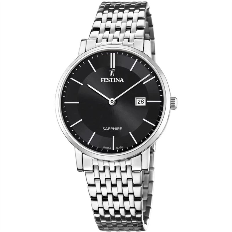 Festina Montre pour Homme F20018/3 Swiss Made Boîtier en Acier Inoxydable Gris Bracelet en Acier Inoxydable Gris