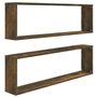 Mensole Parete Cubo 2pz Rovere Fumo 100x15x30 Legno Multistrato