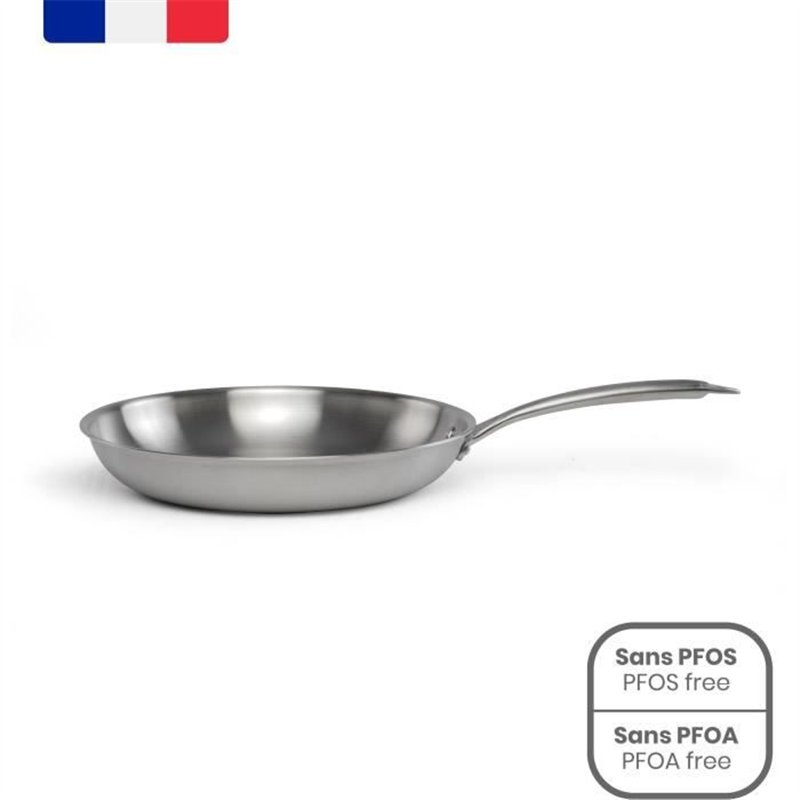 Brigade - Poele en acier inoxydable 20 cm - LIVOO - MEP157 - Acier inoxydable Triply - Tous feux dont induction - Made in France
