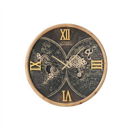 Horloge Murale Home ESPRIT Noir Doré Verre Fer Vintage 62 x 8
