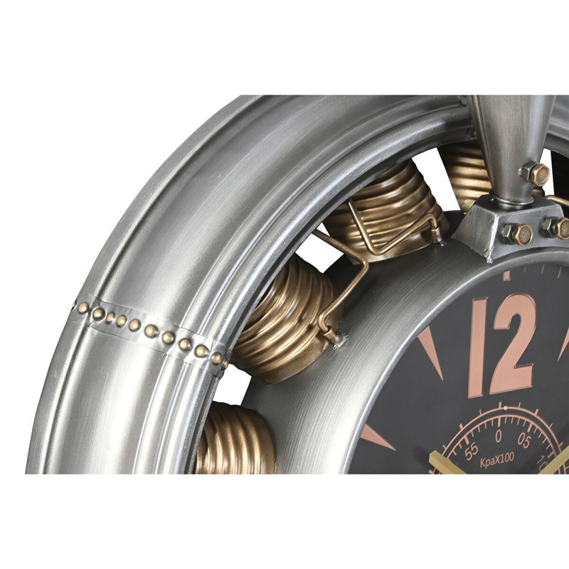 Image secondaire de Horloge Murale Home ESPRIT Doré Argenté PVC Métal Hélices Vintage 133 x 24 x 120 cm