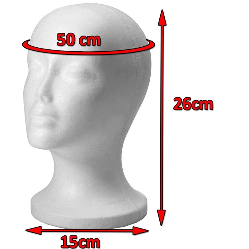 Image secondaire de outletissimo® tête en polystyrène Blanc Présentoir pour Perruque Chapeau Casque