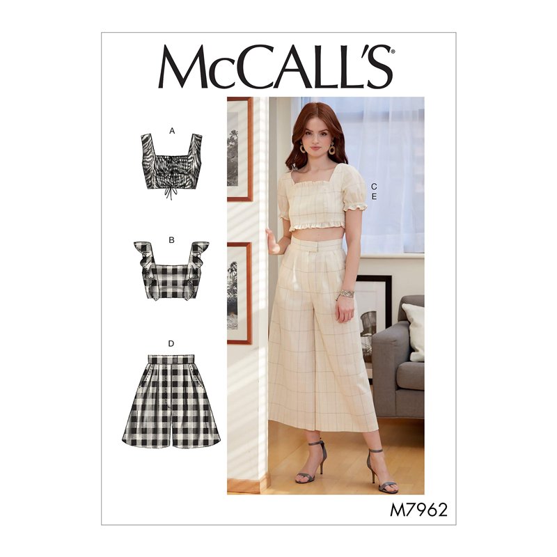 McCall's McCalls M7962AX5 Hauts, Shorts et Pantalons pour Femme, Papier, Blanc, Divers