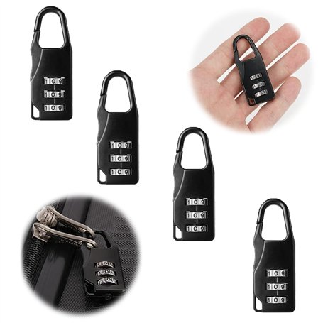 Cadenas à Combinaison Serrures de Sécurité Noire à 3 Chiffres Serrure à Bagages Code de Sac Lock en Alliage De Zinc Cadenas à Co