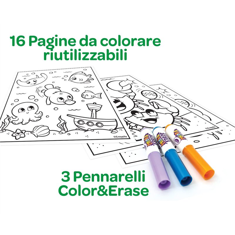 Image secondaire de CRAYOLA- Mini Kids-Album d'Activité Colora Efface & Recolore avec 16 Pages Réutilisables et 3 Marqueurs effaçables, 81-1499, Col