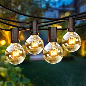 Guirlande Lumineuse Intérieure et Extérieure, 8M Guirlande Guinguette Raccordable avec 25 Ampoules + 3 Ampoules de Rechange pour Guirlande Lumineuse Intérieure et Extérieure