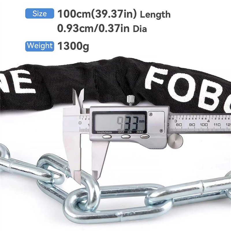 Image secondaire de FOBOZONE Antivol Moto, Chaînes Antivol, Antivol Vélo, Serrure de Chaîne épaissie de Haute Résistance, Robuste. (100cm Longueur x 9)