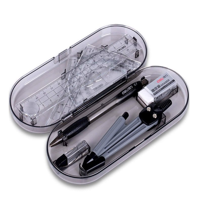 Image secondaire de 8 Pièces Compass Set, Compas Scolaire Ensemble Outil de Géométrie, Compris le Dessin de Boussole, Rapporteur, Règle, Recharge de
