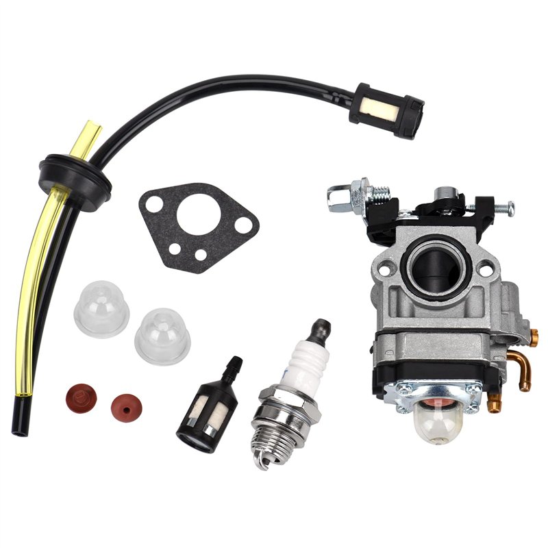 Queta Carburateur pour Moteur de Débroussailleuse 52cc 49cc 43cc, Kit Carbu avec Joint, Tuyau, Bougie d'Allumage et Filtre à Ess