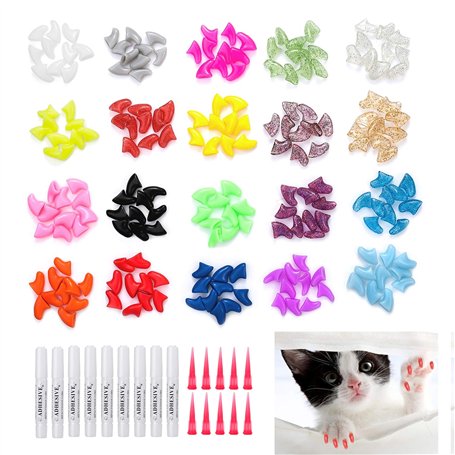 200 pièces Chats Couvre-Ongles Protection des Griffes pour Chien de Chat