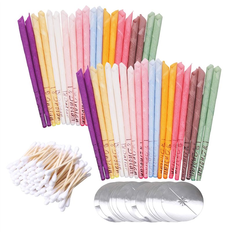 40 pièces toutes les bougies d'oreille naturelles cônes de bougie en cire d'abeille (10 couleurs),parfumées，Bougie Auriculaire B