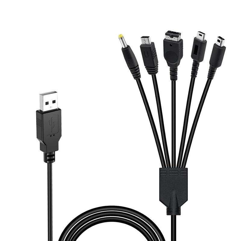 Link-e : Cable Chargeur USB 5 en 1 Compatible avec Console de Jeu Nintendo 3DS, New 3DS, 3DS XL, 2DS, DSI, DSI XL, Gameboy Advan
