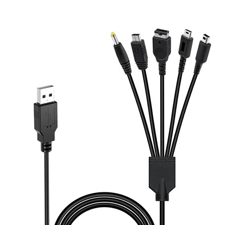 Link-e : Cable Chargeur USB 5 en 1 Compatible avec Console de Jeu Nintendo 3DS