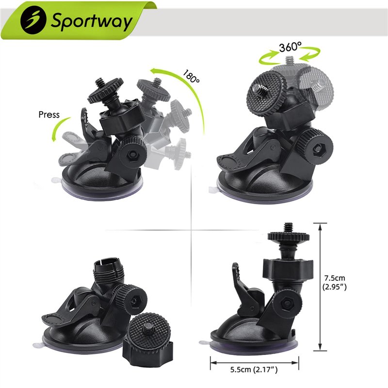 Image secondaire de Support de caméra à ventouse iSportgo S30 avec 10 joints pour Rexing, Z-Edge, Old Shark, KDLINKS, Falcon Zero, Transcend, Vantru
