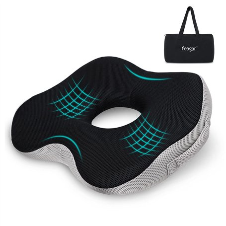 Feagar Donut Coussin Chaise Bureau Coussin de Siège en Mousse à Mémoire de Forme pour Hémorroïdes Pression du Coccyx