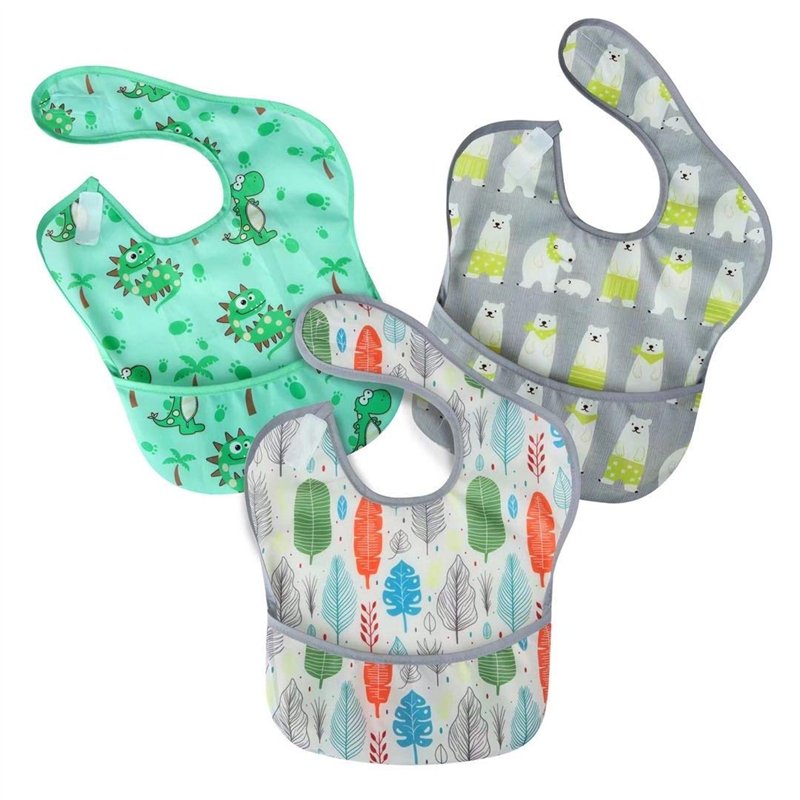 PandaEar Super léger Bavoirs bébé pour les repas| Lot de 3, Imperméable, Lavable, Étanche Huile Huile et Odeur Résistant| 5-36 m