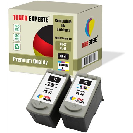 TONER EXPERTE Pack 2 XL Compatibles PG-37 CL-38 Cartouches d'encre pour Canon iP1800