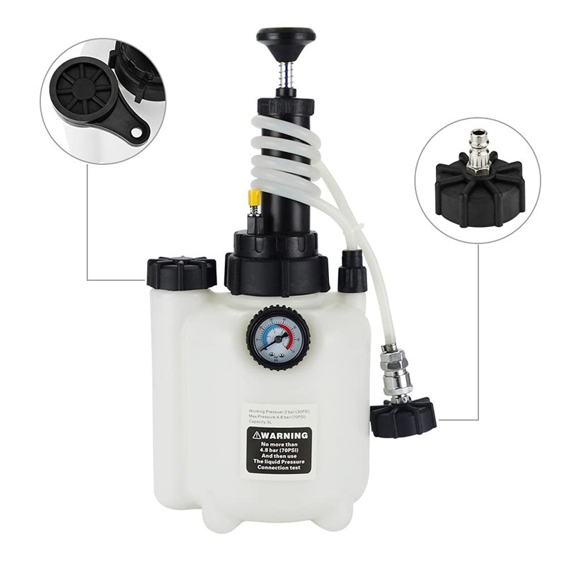 Image secondaire de Anesty Purgeur de Frein, 3L Kit Purge Purgeur de Freins, Purgeur de Liquide de Frein Voiture et d’Embrayage avec 1L Bouteille de