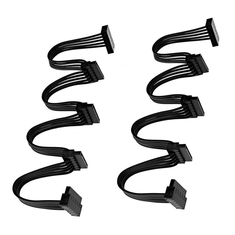 BIYM 2 Pcs 15 Broches SATA Câble d'alimentation 1 Mâle à 4 Femelle Y Splitter Kit 20 Pouces 18AWG Câble Ordinateur Puissance Lec