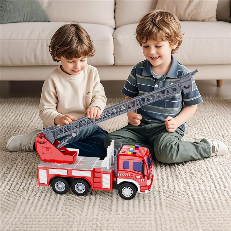 Image secondaire de TOYABI Gros Camion de Pompier, XXL Grand Enfant Jouet avec Sonore, Lumineux et éChelle Pivotante de Sauvetage Extensible, Voitur