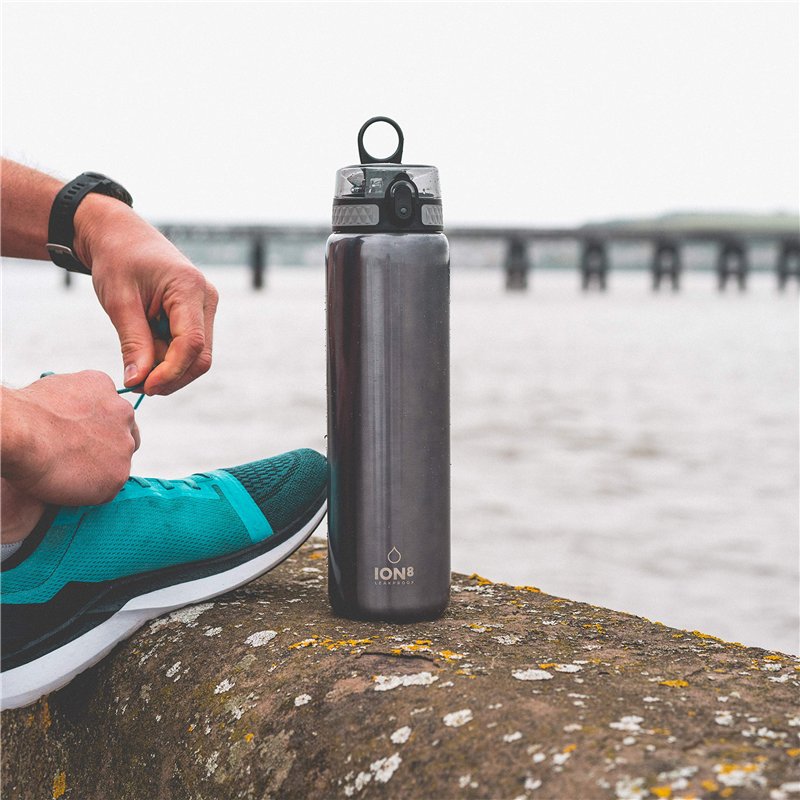 Image secondaire de ION8 Gourde Inox Léger 1 Litre, Non Isolé, Anti-Fuite, Facile à Ouvrir, Verrouillage Sécurisé, Lavable au Lave-Vaisselle, Poignée